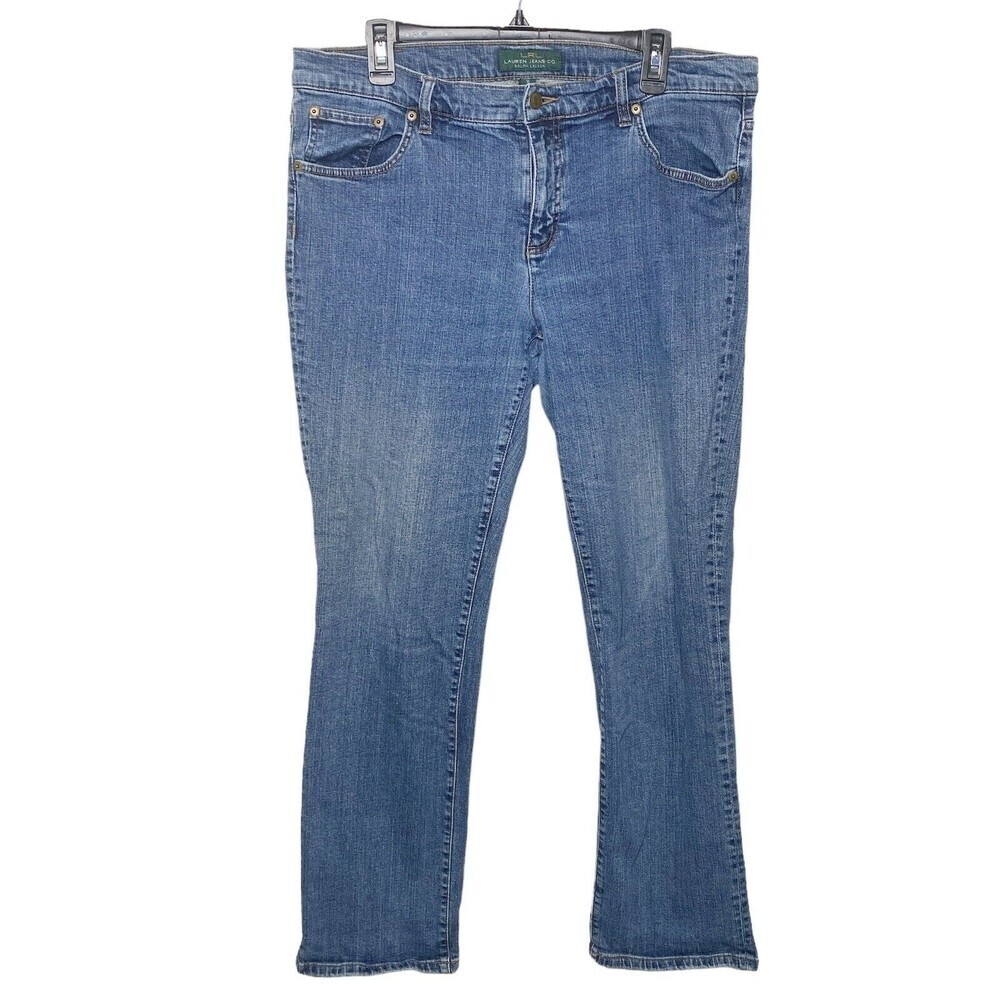 Lauren Ralph Lauren Jeans Size 16 Blue Straight Leg High Rise Stretch LRL Logo